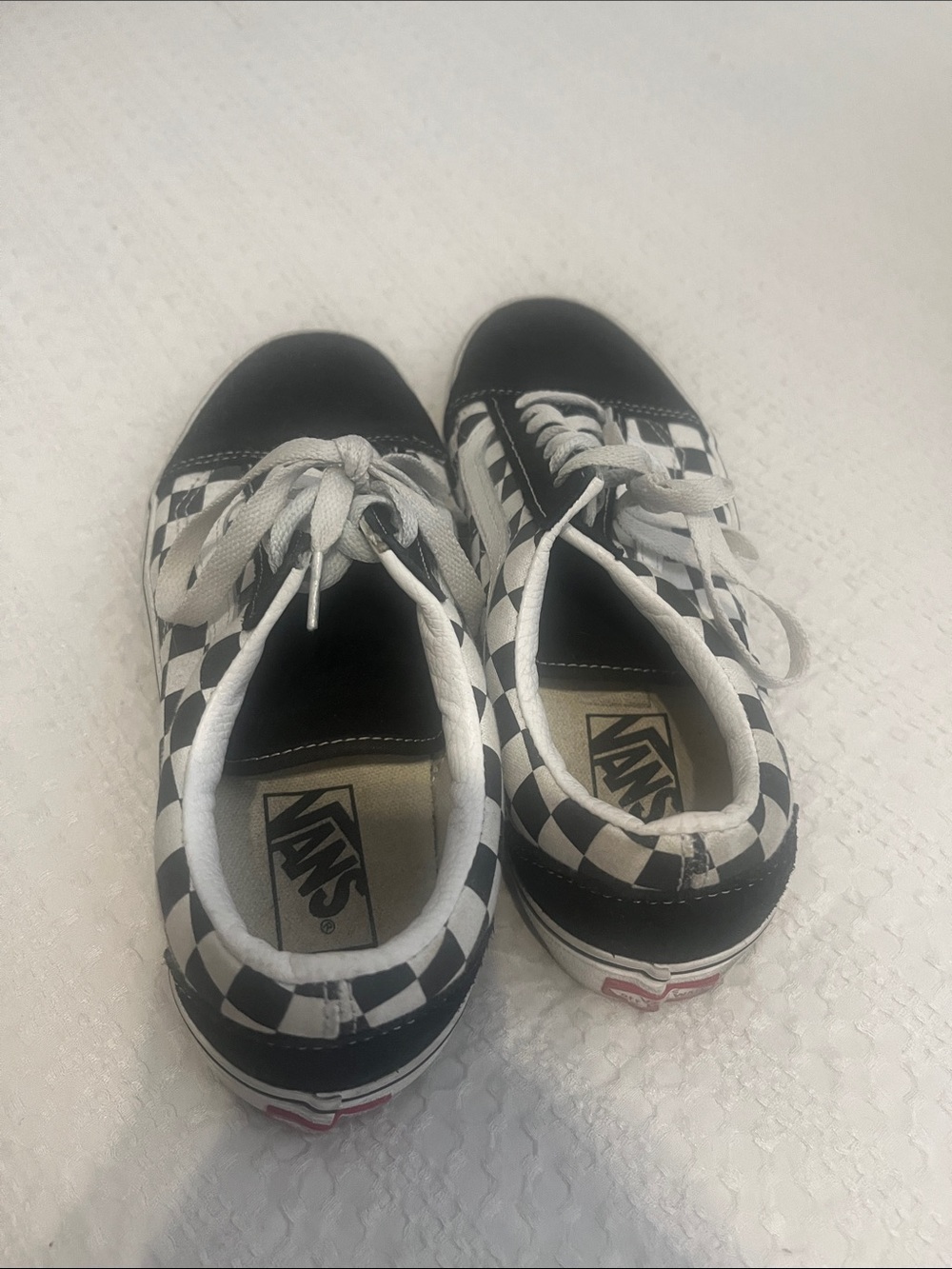 Vans women’s or mens size 9 women Checkerboard Lace-Up Sneakers in Black and whi